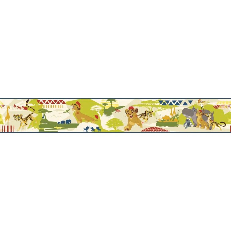Yellow, Green, Red Animal Safari Pre-pasted Wallpaper Border