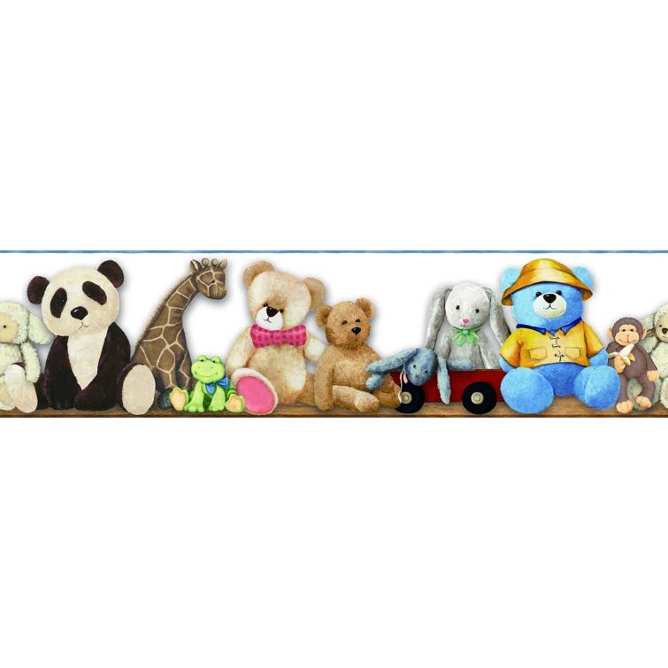 Beige and Brown Teddy Bear and Animals Wallpaper Border