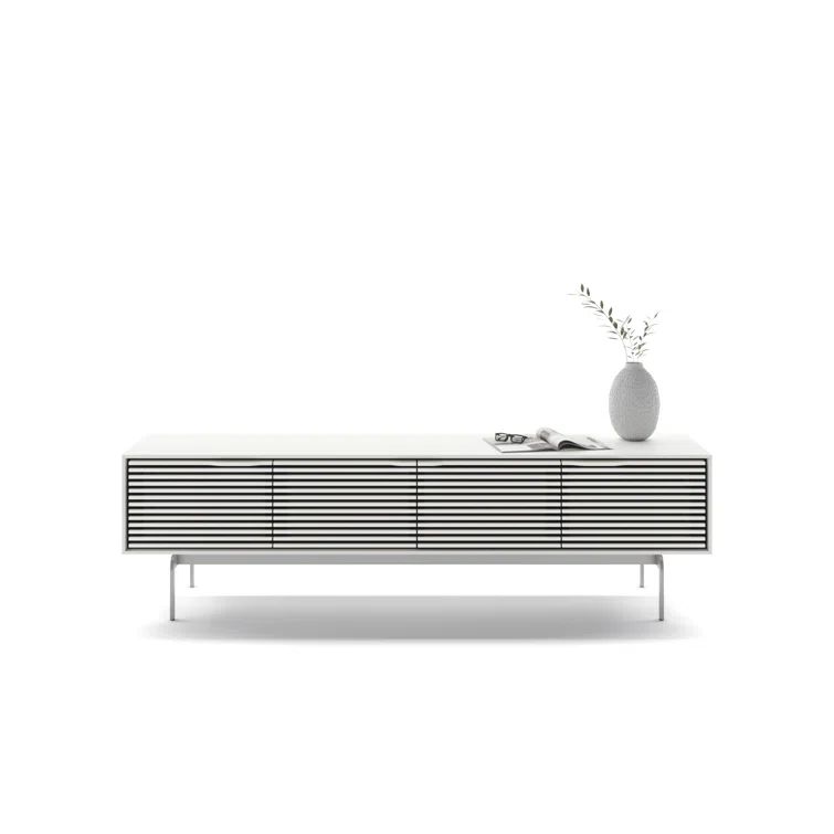 Satin White 81'' Media Console with Louvers