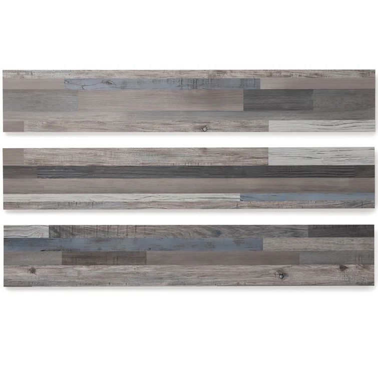 Quilt Gray and Blue Peel and Stick Waterproof Vinyl Plank Flooring