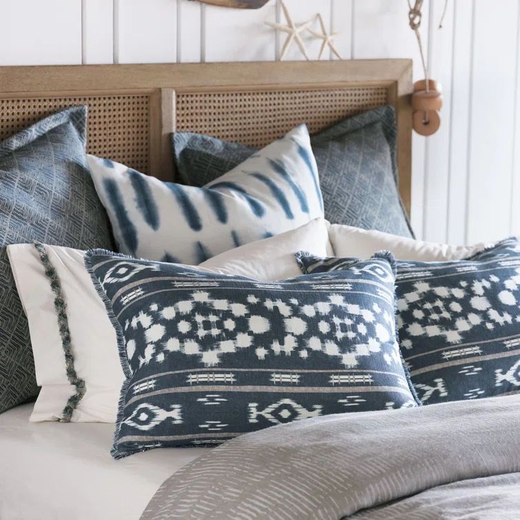 Queen Linen Ikat Duvet Cover Set with Shams