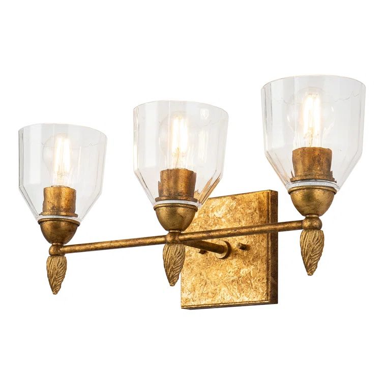 Regal Elegance 3-Light Gold Vanity Light with Clear Glass Shades