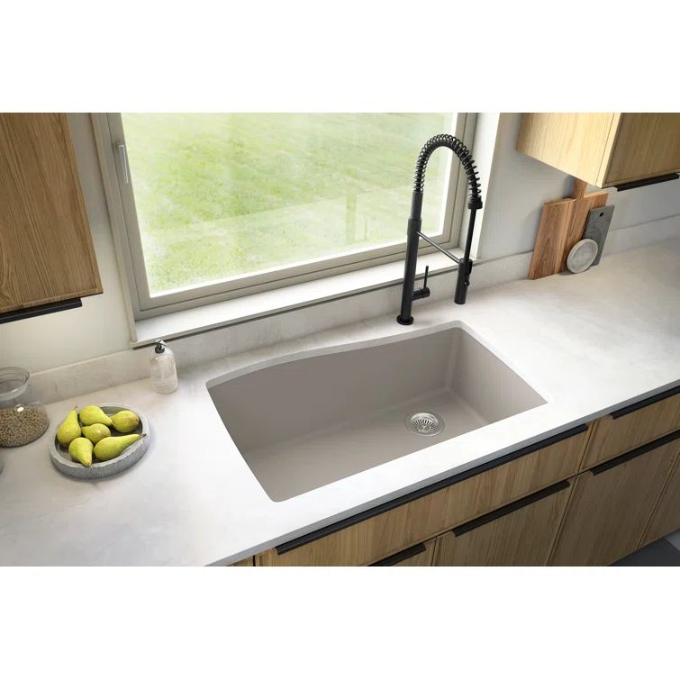 Concrete Quartz Composite Single Bowl Undermount Kitchen Sink