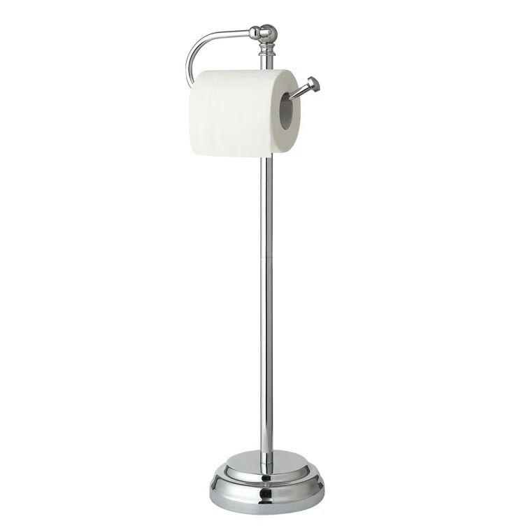 Chrome Free Standing Toilet Paper Roll Holder Stand