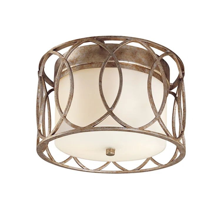 Sausalito 12'' Silver Gold Transitional Drum Ceiling Light
