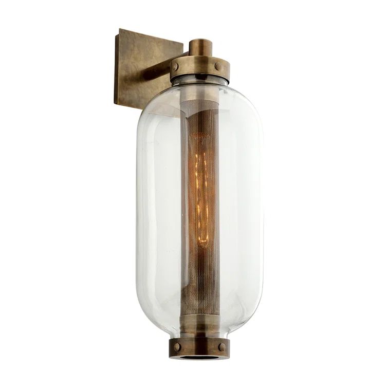 Vintage Brass and Bronze 26" Dimmable Wall Sconce