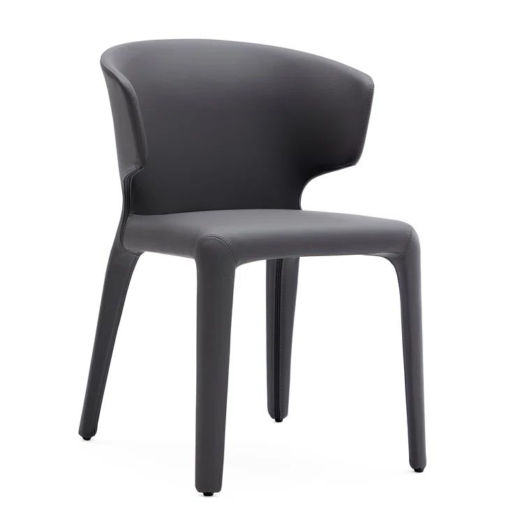 Gray Faux Leather Upholstered Metal Side Chair
