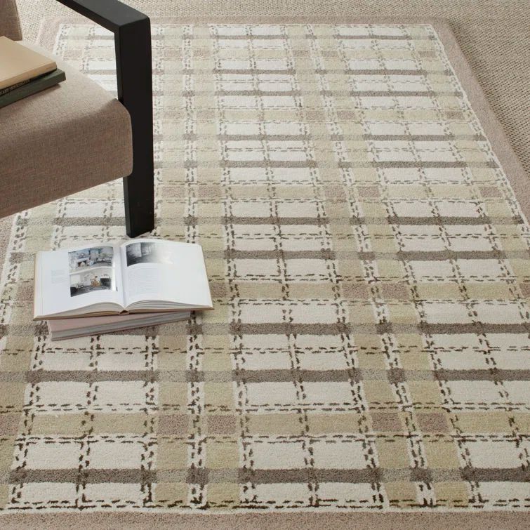 Sharkey Gray Hand Tufted Wool & Viscose Plaid Area Rug 5' x 8'