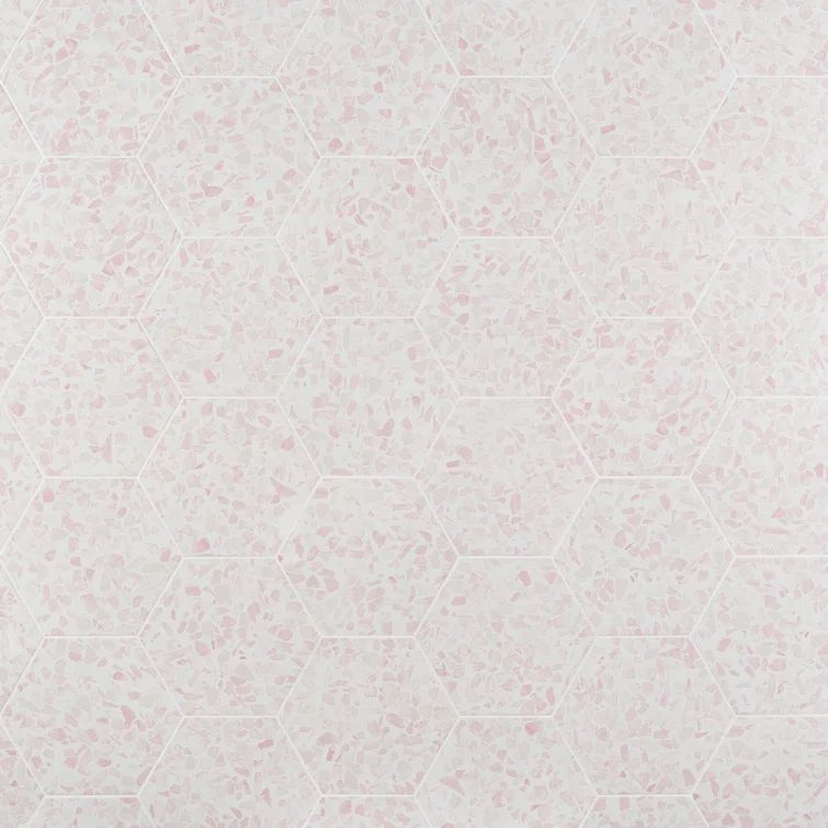 Pink Hexagon Terrazzo Look Porcelain Floor & Wall Tile