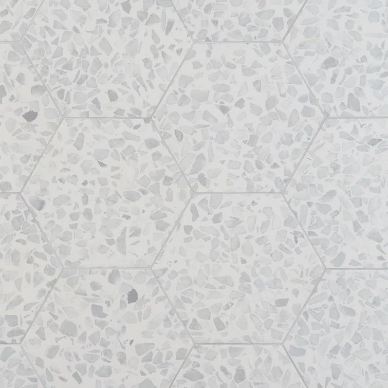 Fusion Hex Gray Terrazzo Matte Porcelain Floor and Wall Tile