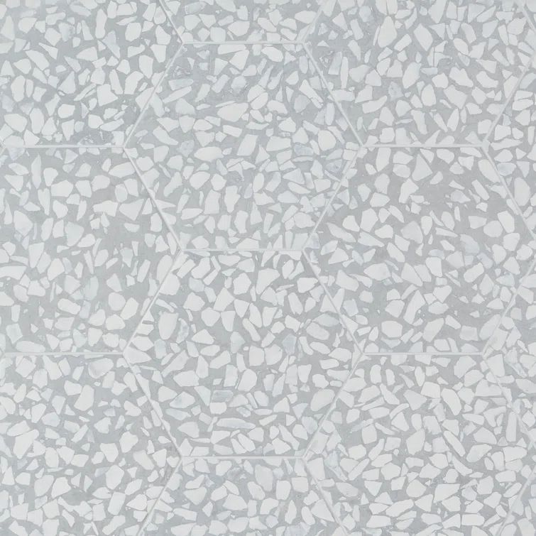 Jurassic Hex 9" Slate Terrazzo Look Matte Porcelain Tile