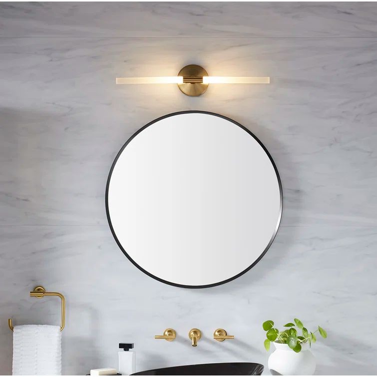 Essential 28" Round Matte Black Metal Bathroom Vanity Mirror