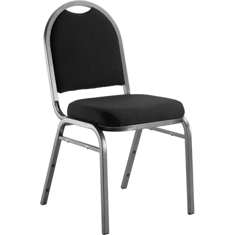 Ebony Black Fabric and Metal Stackable Banquet Chair