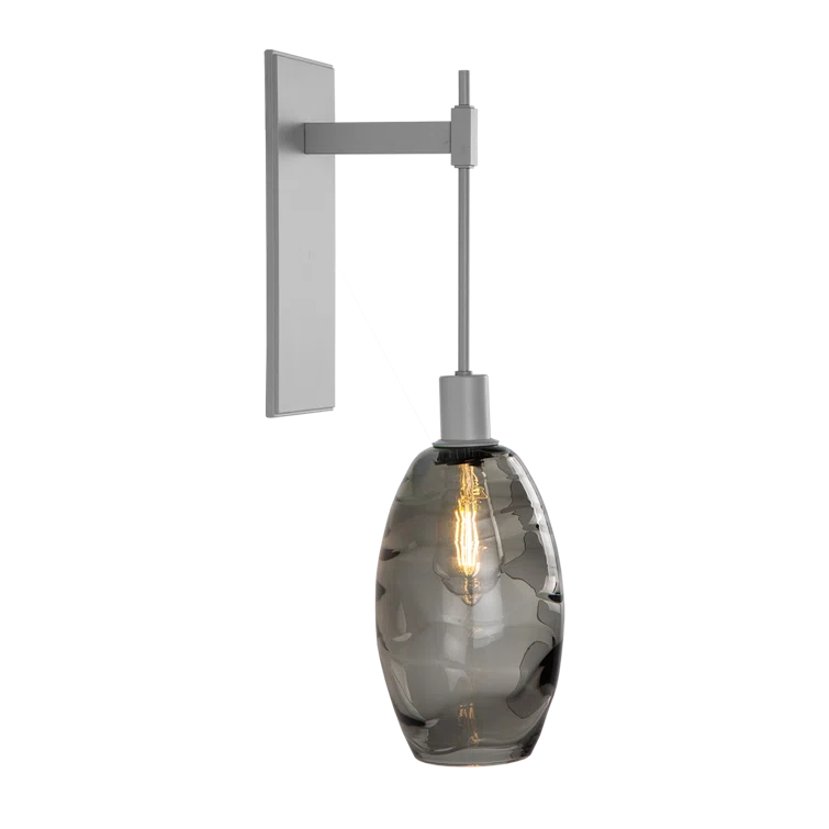 Ellisse Tempo Dimmable Metallic Silver Wall Sconce with Optic Blown Glass
