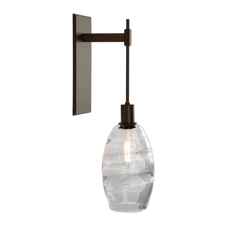 Bronze Direct Wired Electric Wall Sconce with Clear Glass Shade
