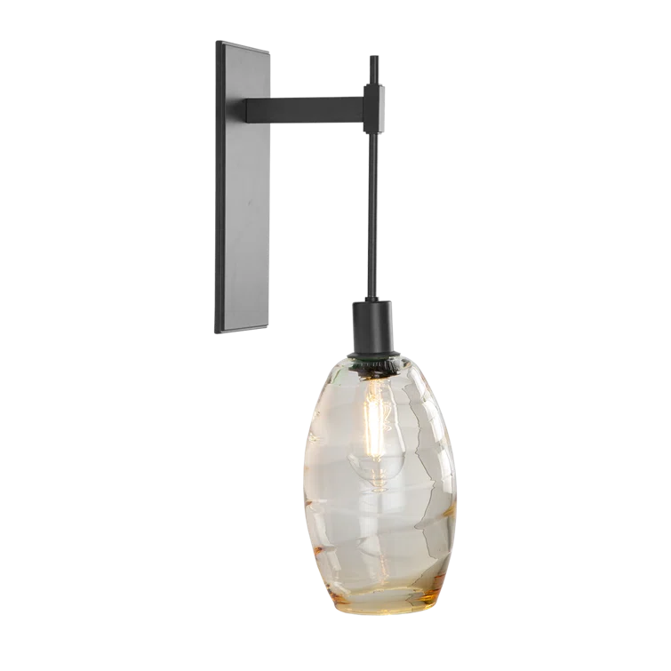Ellisse Optic Amber Glass & Matte Black Tempo Sconce