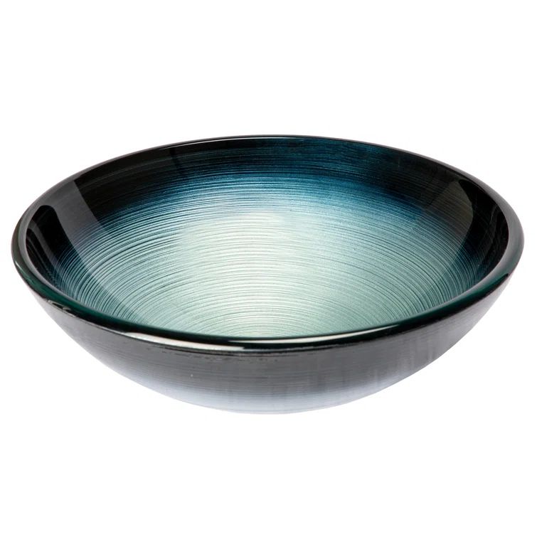 16.38'' Silver and Blue Tempered Glass Vessel Sink