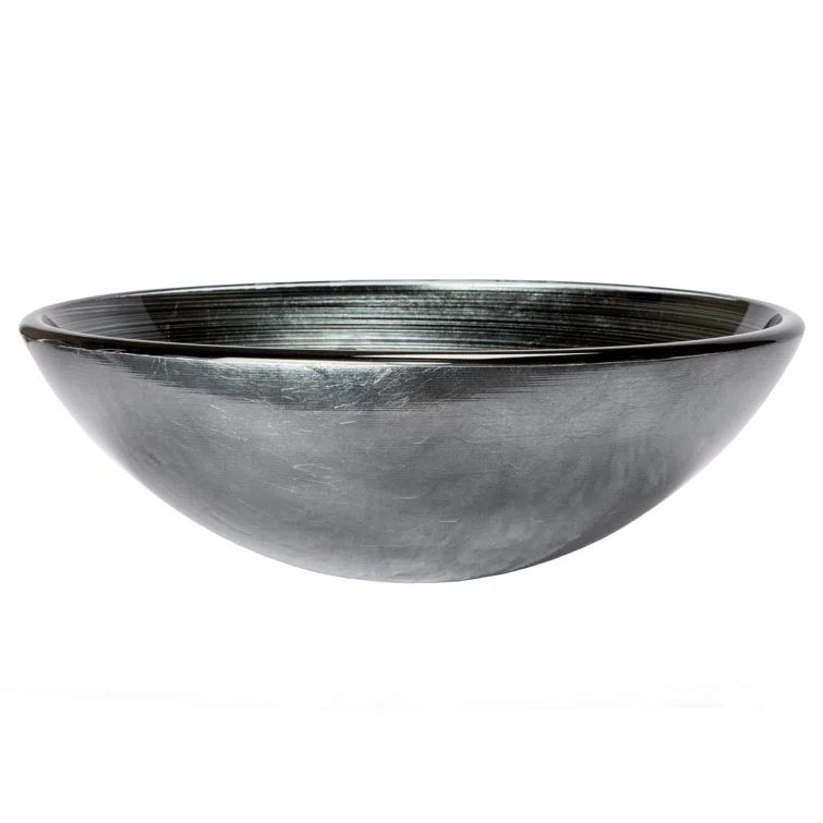 16.38'' Silver and Black Glass Vessel Sink