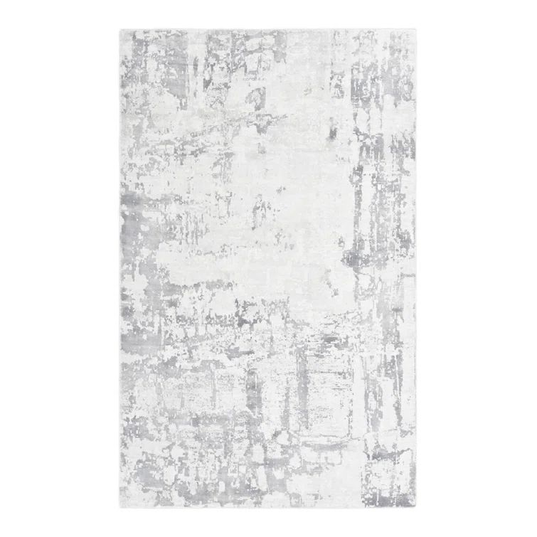 Luxe Abstract Handcrafted Viscose Gray Area Rug, 9' x 12'