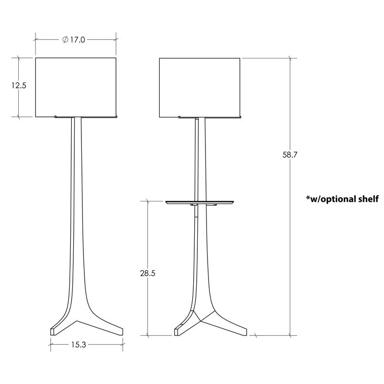 59" Black Amaretto Walnut Tripod Floor Lamp