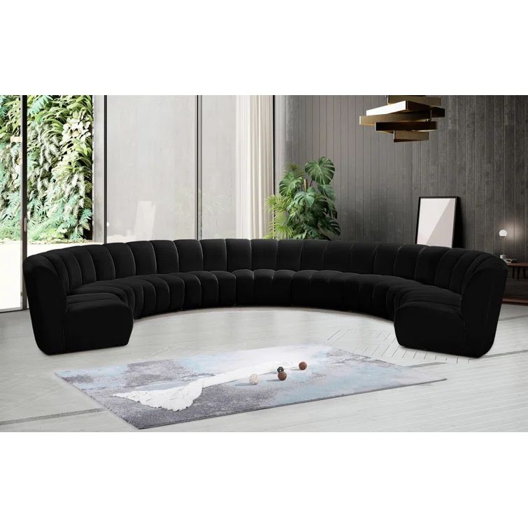 Infinity Black Velvet Twelve-Piece Modular Sectional Sofa