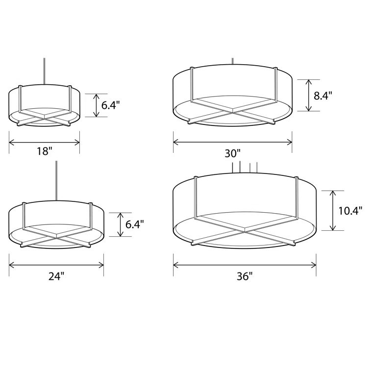 Matte Black and Walnut 2-Light Drum Chandelier