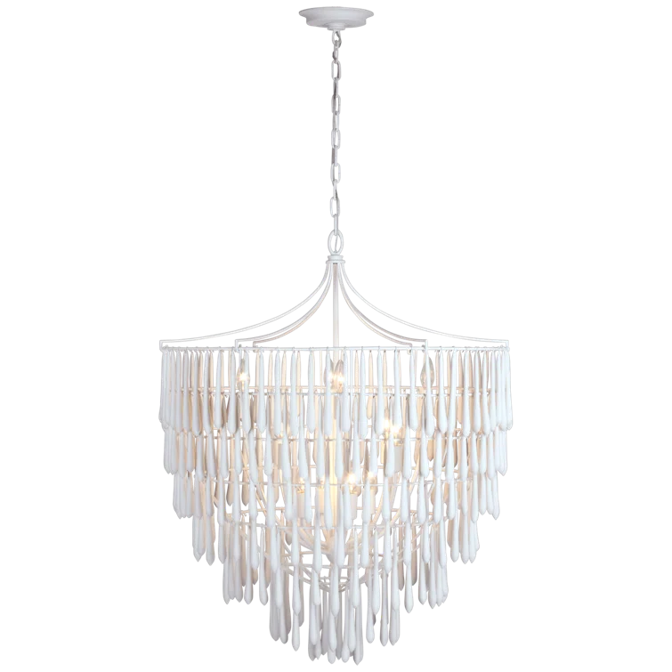Plaster White Crystal 12-Light Chandelier
