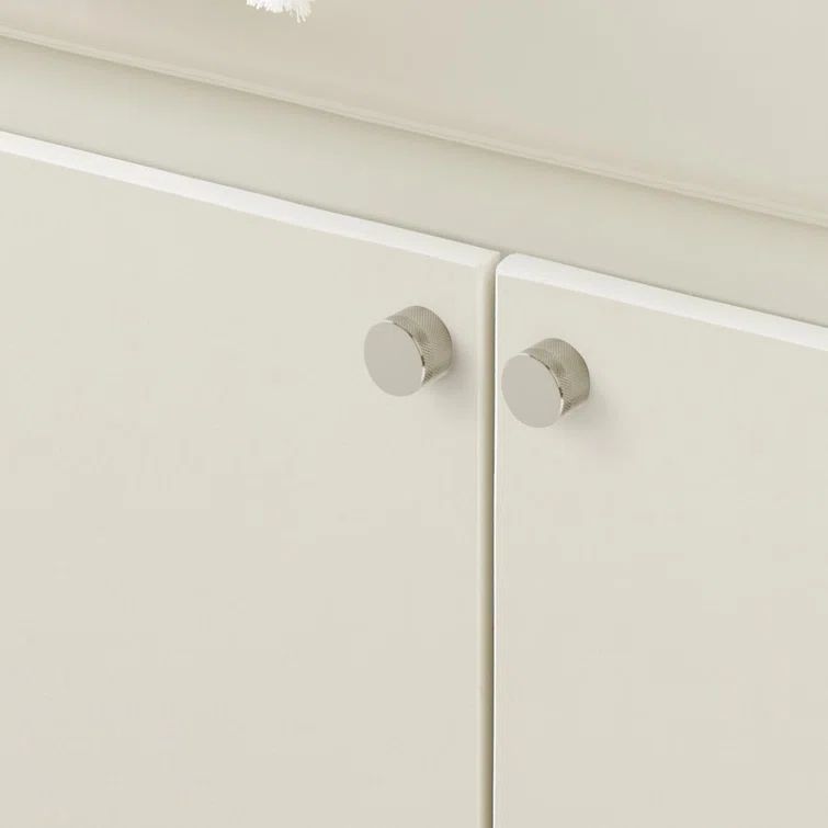 Polished Nickel Round Cabinet Knob with Mounting Hardware