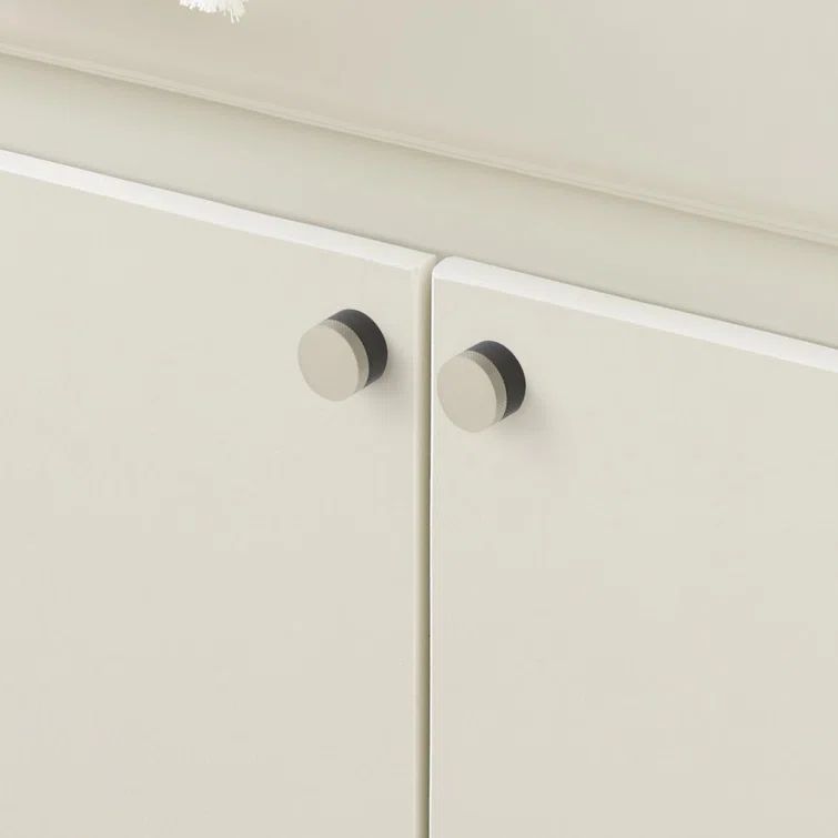 Matte Black and Silver Aluminum Round Cabinet Knob