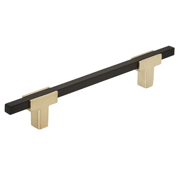 Brushed Gold and Matte Black Modern Bar Pull