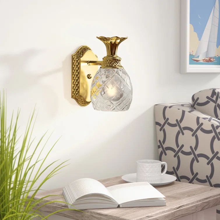 Burnished Brass Outdoor Dimmable Wall Sconce with Clear Optic Glass