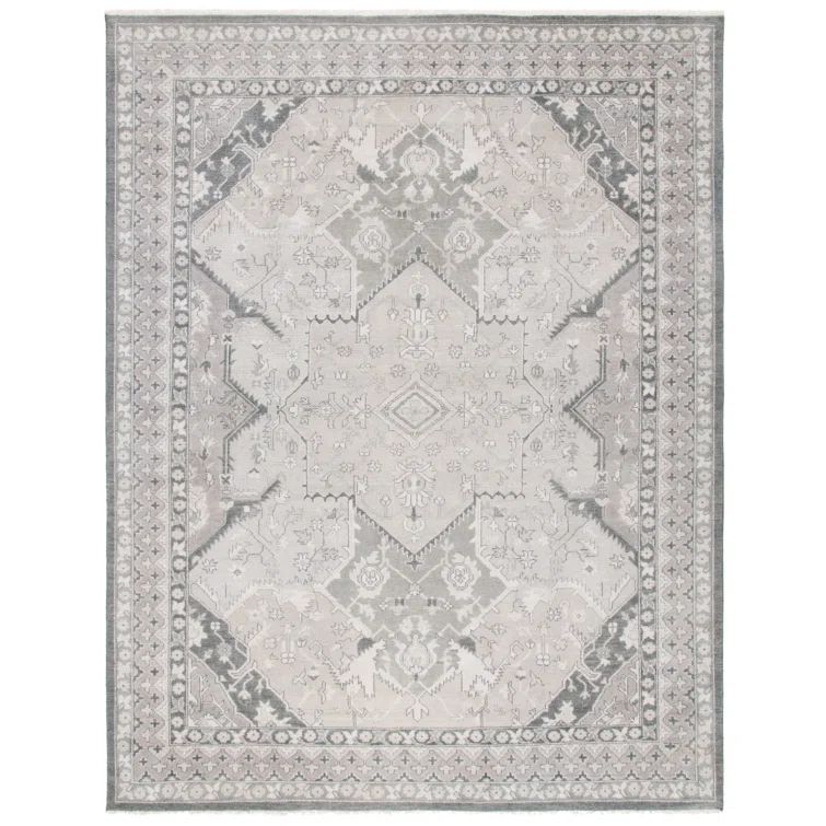Dove Gray Hand-Knotted Wool Blend 8' x 10' Nomadic Rug