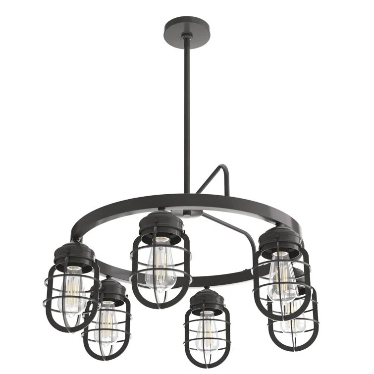 Starklake Noble Bronze 6-Light Cage Wagon Wheel Chandelier