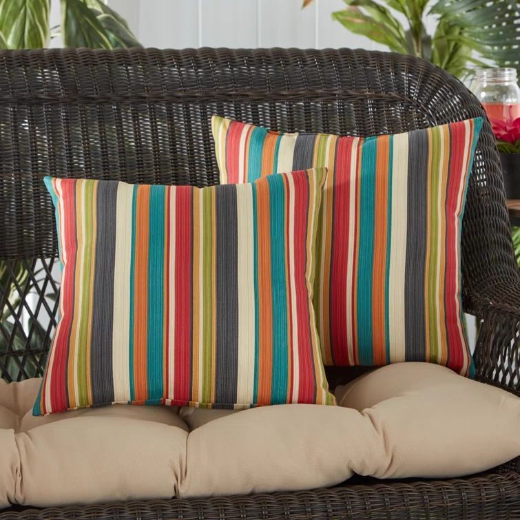 Sunset Stripe 17" Square Outdoor Throw Pillow Set