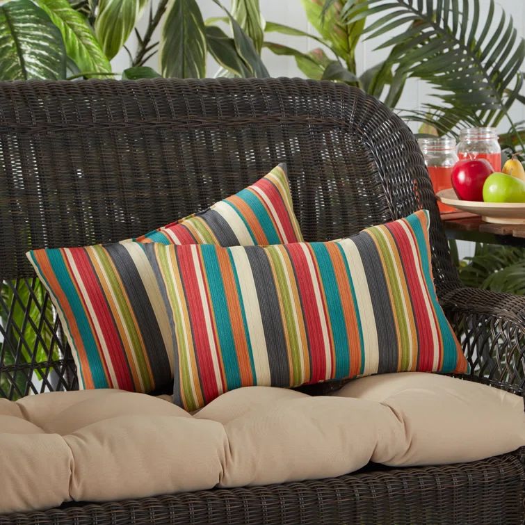 Sunset Stripe Multicolor Outdoor Rectangle Throw Pillows Set