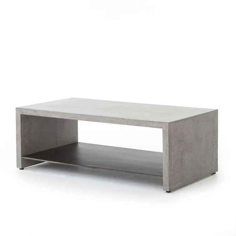 Gray Concrete and Iron Rectangular Cocktail Table