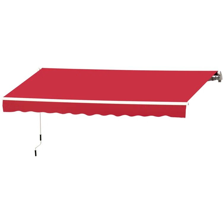 Outsunny 12' x 10' Red Polyester Retractable Patio Awning
