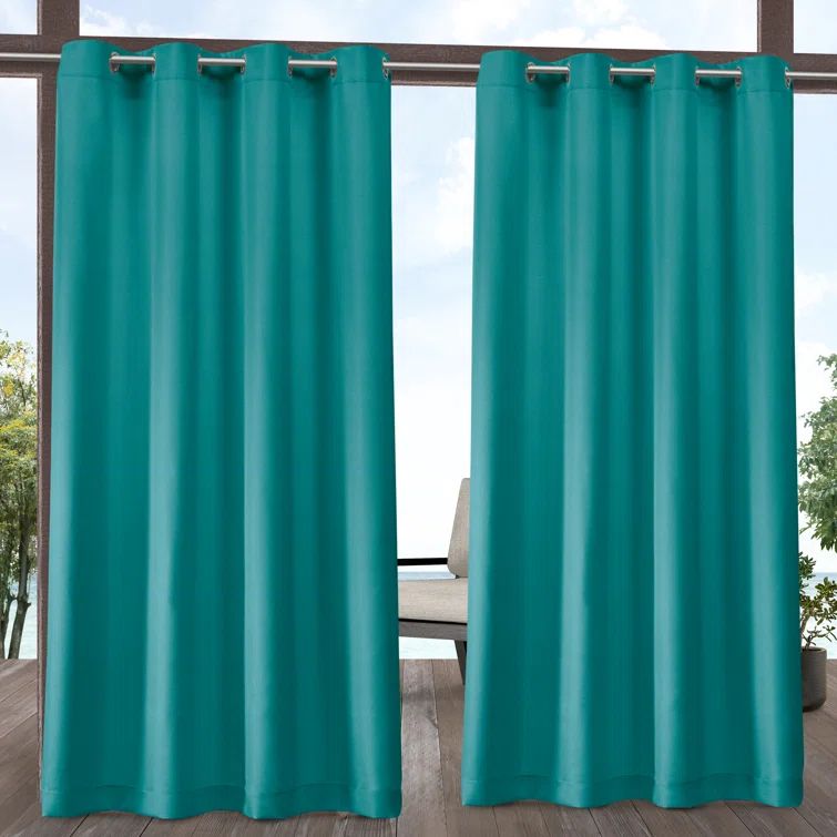 96"x54" Dark Teal Polyester Light Filtering Grommet Curtain Panels