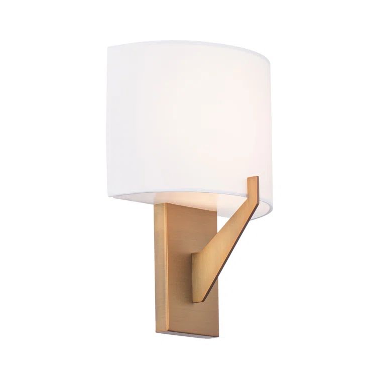 Fitzgerald Aged Brass 16" Dimmable LED Wall Sconce with White Shade