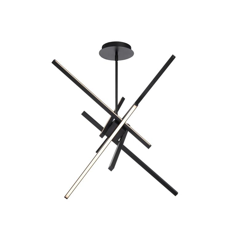Parallax 29" Black Modern LED Pendant with White Shade