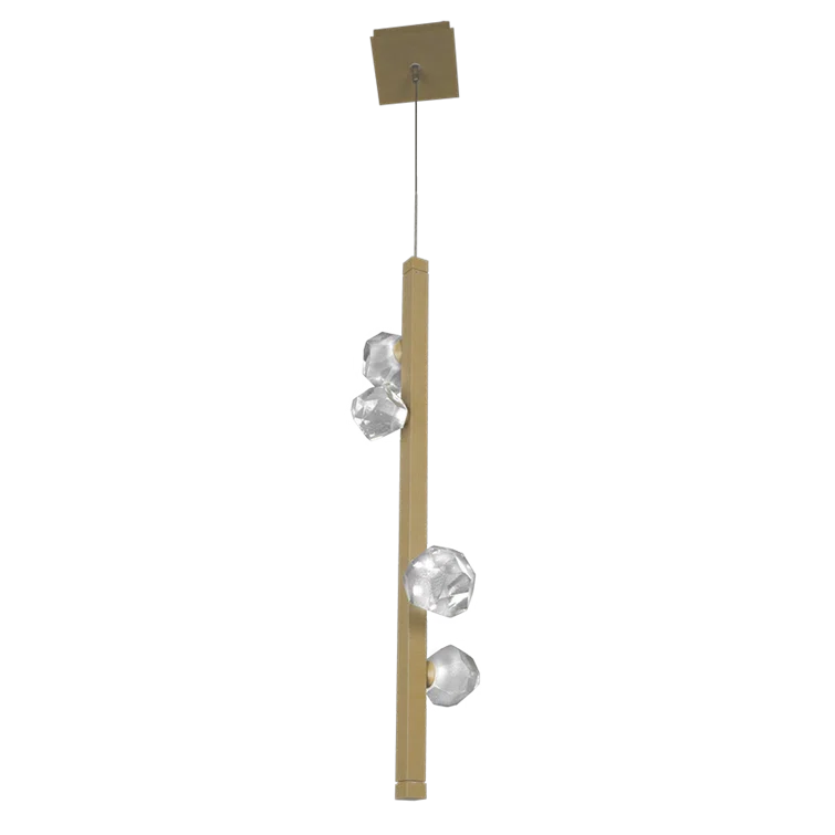Stella Mini Drum LED Pendant in Gilded Brass with Artisan Glass