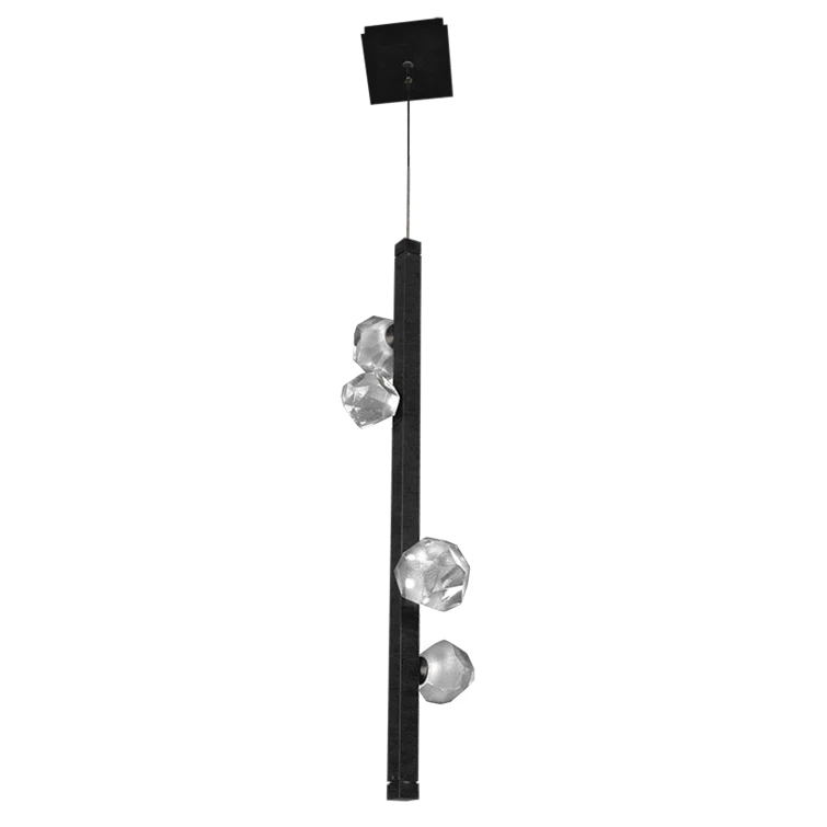 Stella Mini Drum LED Pendant in Matte Black with Artisan Glass