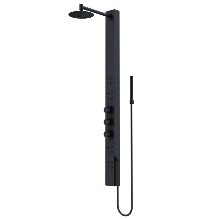 Sutton 58" Matte Black Stainless Steel Shower Panel with Hand Shower