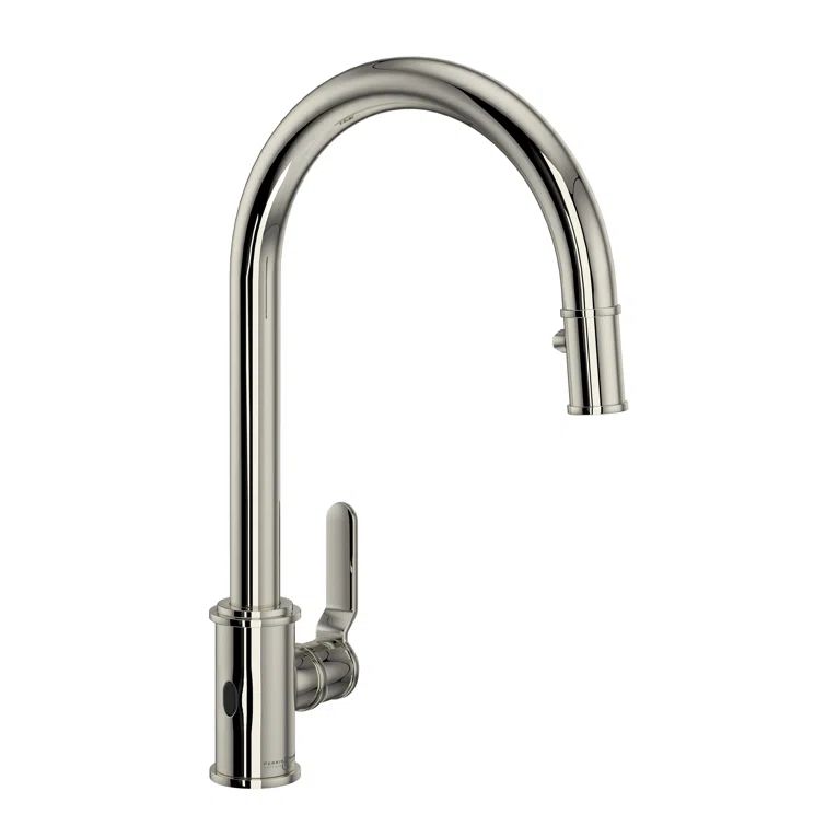Polished Nickel Brass Pull-Down Kitchen Faucet with Spray