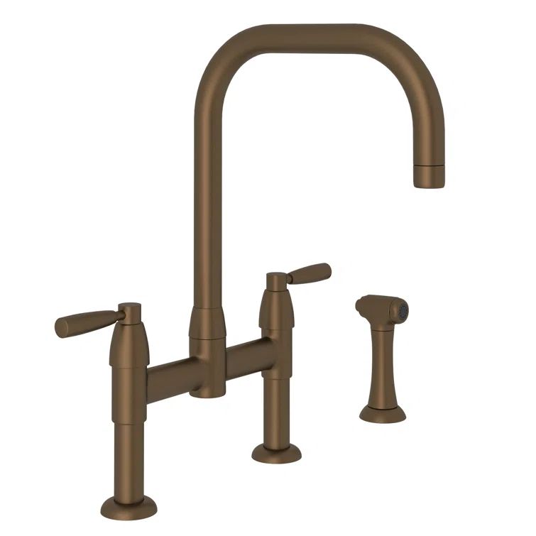 Modern Polished Nickel Bridge Kitchen Faucet with Side Spray