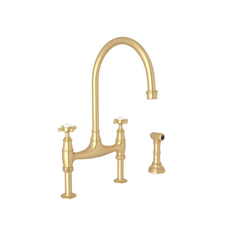 Polished Nickel Brass Traditional Deck Mounted Kitchen Faucet