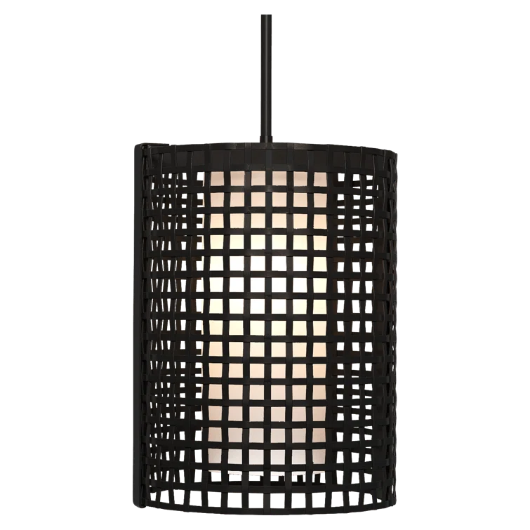 Tweed Oversized Matte Black LED Pendant with Frosted Glass Shade