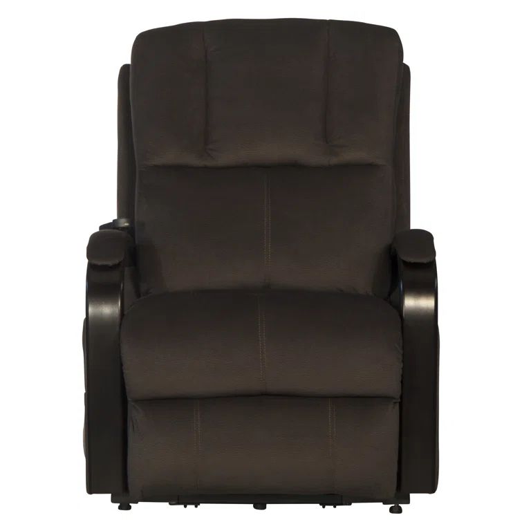 Walnut Brown Polyester Power Lift Recliner with Massage