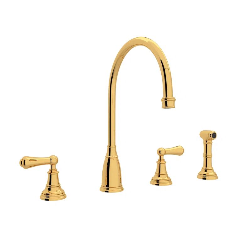 Polished Nickel 14" Modern Brass Kitchen Faucet with Side Spray