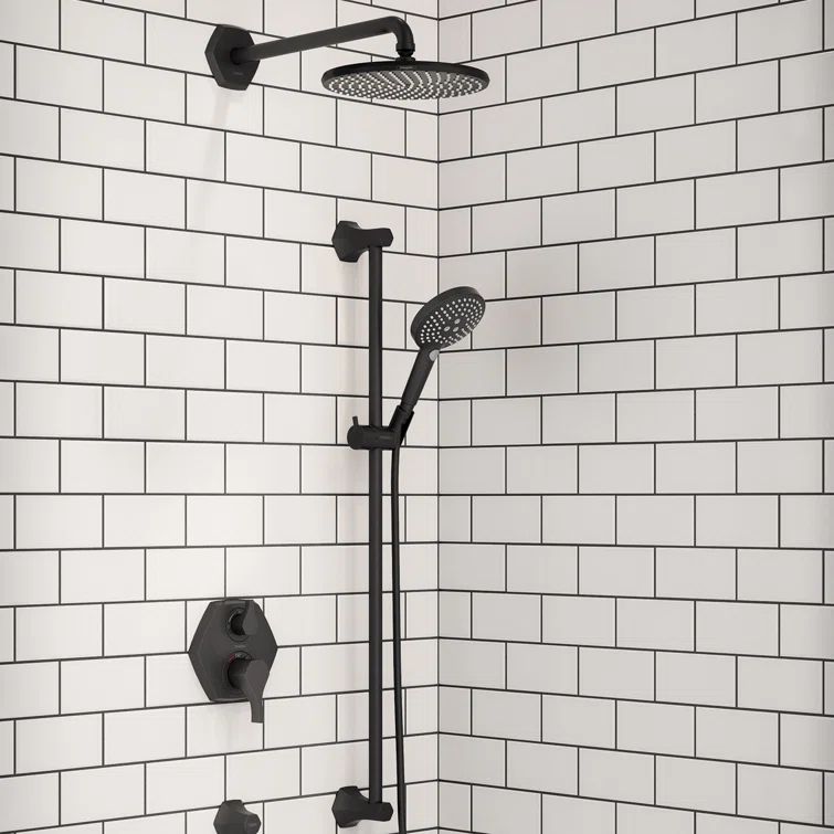 Locarno Art Deco Matte Black 9.5" Rainfall Showerhead